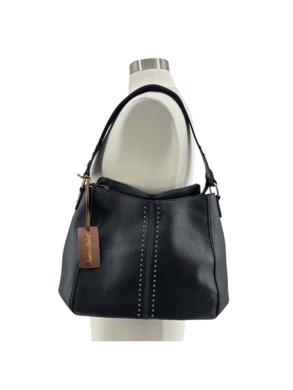 NEW Montana West Hobo Bag Faux Vegan Leather Black Studded Western Boho Purse